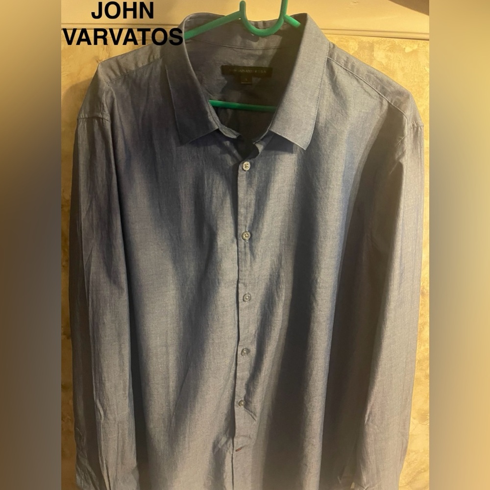 John Varvatos Shirt Large Blue